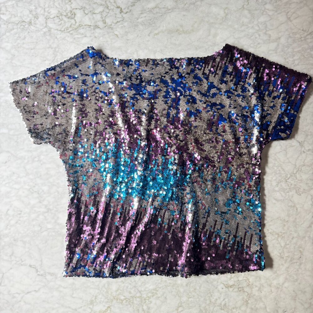 Anna Kaci Womens Sequin Glitter Party Holiday Blouse Top Size XXL 2X - Picture 3 of 6